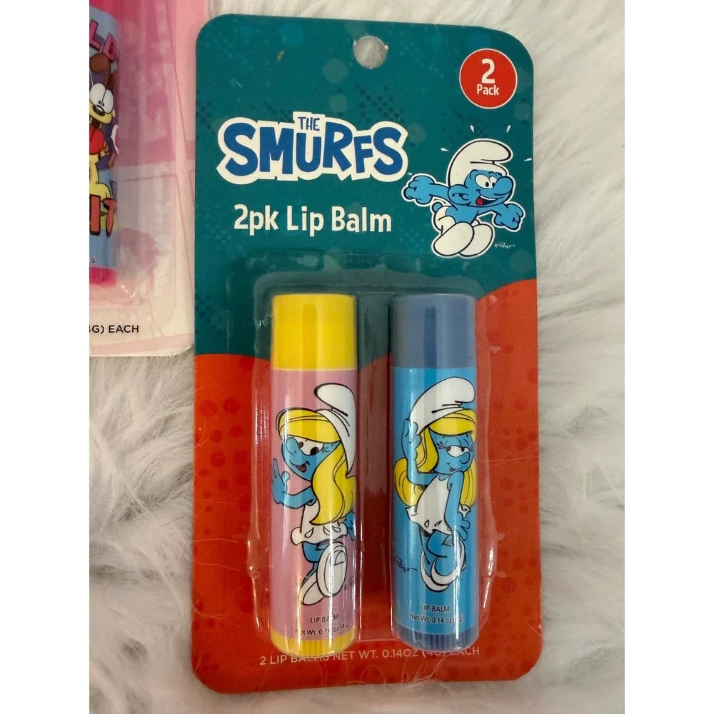 Nickelodeon SpongeBob Garfield The Smurfs Lip Balm 2pk Sets Lot of 3 New